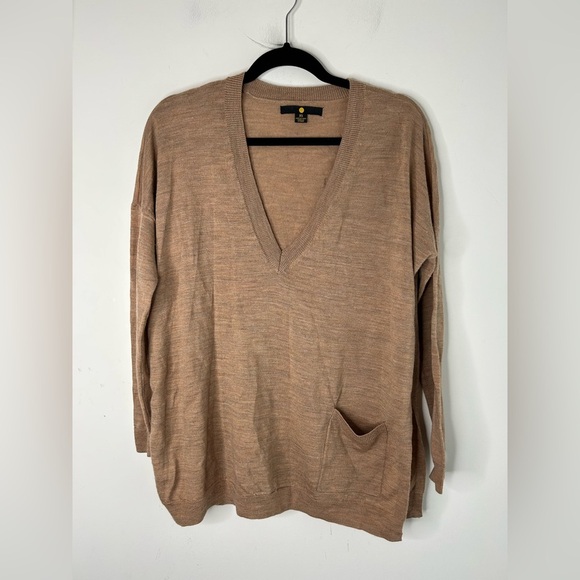 Hudson's Bay Moon Women's Sweater Pullover Merino wool Side slit Brown Size XS - Picture 15 of 16